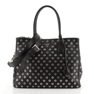 Prada Grommet Galleria Double Zip Tote City Calfskin Medium