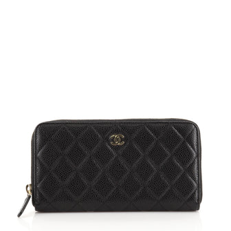 Chanel Zip Around Wallet Quilted Caviar Long