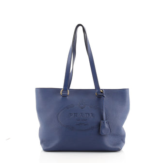 Prada Embossed Logo Open Tote Vitello Daino Medium