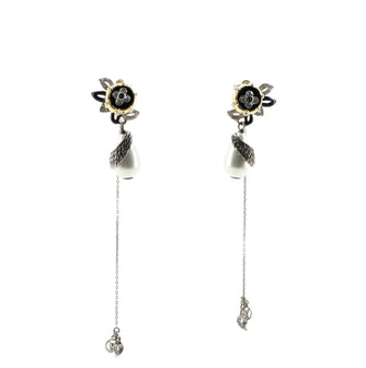 Louis Vuitton Flower Winsdor Dangle Clip-On Earrings Faux Pearl, Metal and Crystals