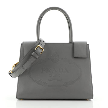 Prada Embossed Logo Convertible Tote Saffiano Leather