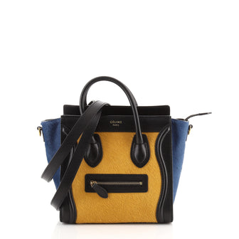 Celine Tricolor Luggage Bag Pony Hair and Leather Nano