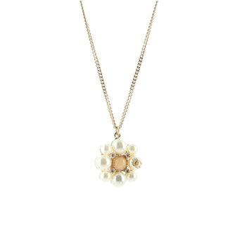 Chanel Pearl Wreath CC Pendant Necklace Metal with Faux Pearls, Crystals, and Cabachon