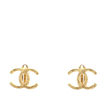 Chanel CC Clip On Earrings Engrained Metal