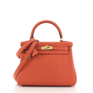 Hermes Kelly Handbag Orange Swift with Gold Hardware 25