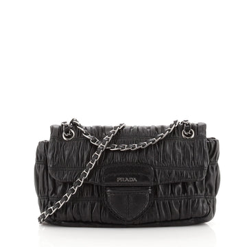 Prada Gaufre Chain Flap Shoulder Bag Nappa Leather Small