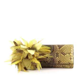 Gucci Angelica Clutch Python with Feathers Long