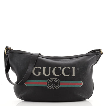 Gucci Logo Half-Moon Hobo Printed Leather