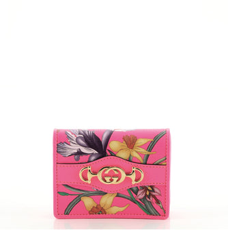 Gucci Zumi Flap Card Case Flora Coated Canvas