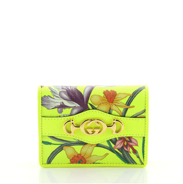 Gucci Zumi Flap Card Case Flora Coated Canvas