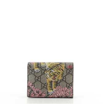 Gucci Flap Card Case Bengal Print GG Coated Canvas