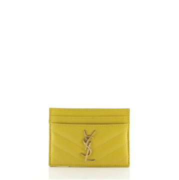 Saint Laurent Classic Monogram Card Holder Matelasse Chevron Leather
