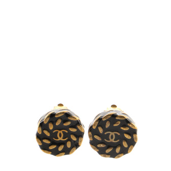 Chanel Vintage Round CC Clip-On Earrings Resin