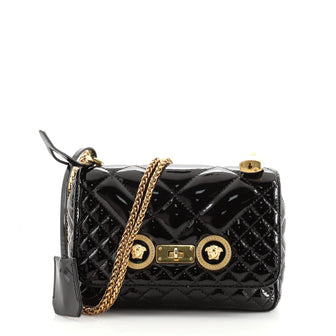 Versace Medusa Padlock Icon Flap Bag Quilted Patent Small