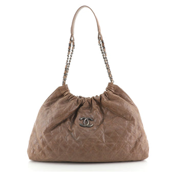 Chanel CC Elastic Shoulder Bag Quilted Glazed Caviar Small