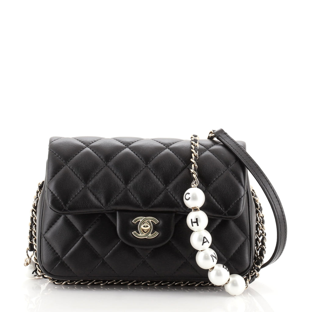 Chanel Westminster Pearl Chain Flap Bag Quilted Lambskin Medium at 1stDibs