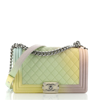 Chanel Rainbow Boy Flap Bag Quilted Painted Caviar Old Medium