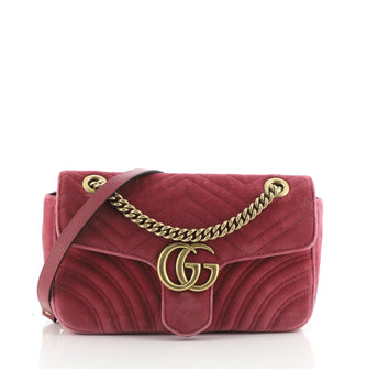 Gucci GG Marmont Flap Bag Matelasse Velvet Small