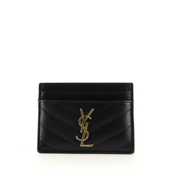 Saint Laurent Classic Monogram Card Holder Matelasse Chevron Leather