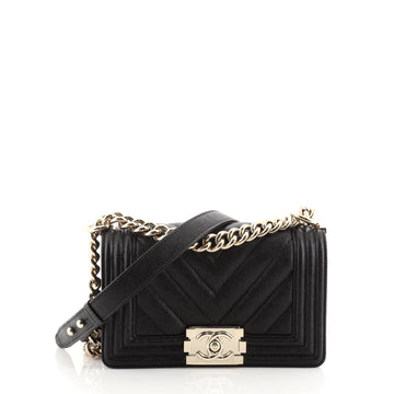 Chanel Boy Flap Bag Chevron Caviar Small