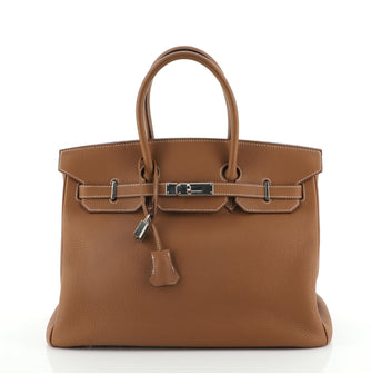 Hermes Birkin Handbag Brown Togo with Palladium Hardware 35