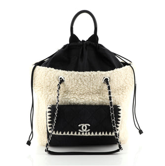 Chanel Coco Neige Shopping Tote Shearling with Quilted Nylon and Calfskin Large