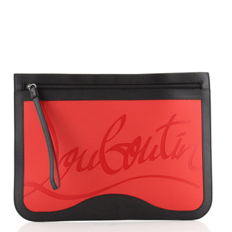 Christian Louboutin Loubizness Zip Pouch Leather and Rubber Small