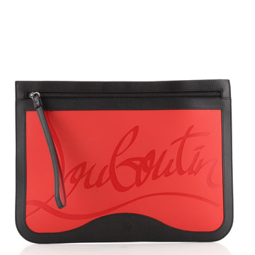 Christian Louboutin Loubizness Zip Pouch Leather and Rubber Small