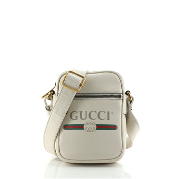 Gucci Logo Zip Messenger Bag Printed Leather Mini