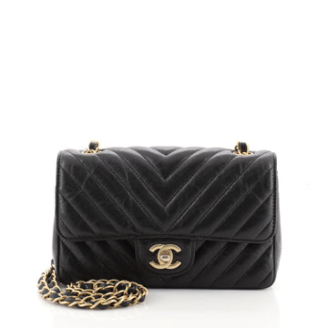 Chanel Classic Single Flap Bag Chevron Crumpled Iridescent Calfskin Mini