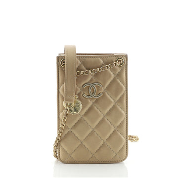 Chanel CC Phone Holder Crossbody Bag Quilted Calfskin