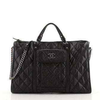 Chanel Casual Riviera Bowling Bag Quilted Calfskin Large