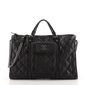 Chanel Casual Riviera Bowling Bag Quilted Calfskin Large