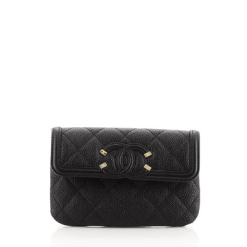Chanel Filigree Flap Pouch Quilted Caviar Small
