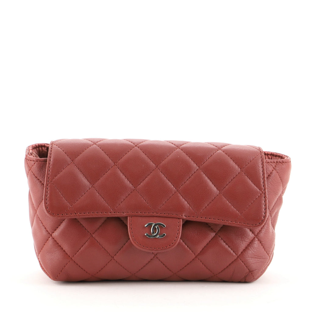 Chanel Flap Cosmetic Case Quilted Lambskin Small Red 711901