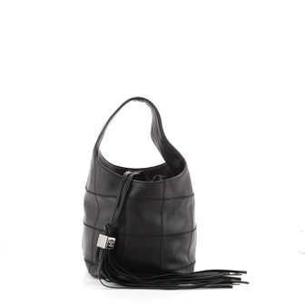 Chanel Square Stitch Tassel Hobo Quilted Leather Small