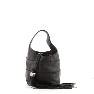 Chanel Square Stitch Tassel Hobo Quilted Leather Small