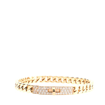 Hermes Kelly Gourmette Bracelet 18K Rose Gold and Pave Diamonds Extra Small