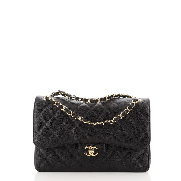 Chanel Classic Double Flap Bag Quilted Caviar Jumbo Black 2479171