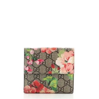 Gucci French Flap Wallet Blooms Print GG Coated Canvas