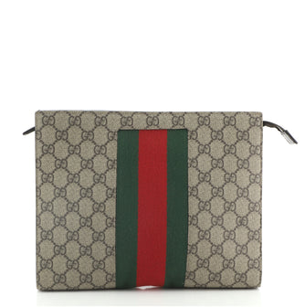Gucci Web Zip Pouch GG Coated Canvas
