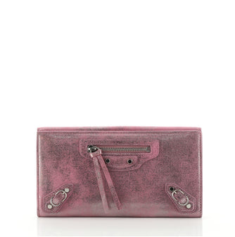 Balenciaga Classic Metallic Edge Money Flap Wallet Leather