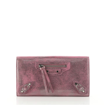 Balenciaga Classic Metallic Edge Money Flap Wallet Leather