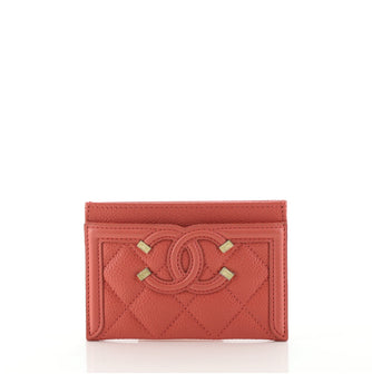 Chanel Filigree Card Holder Quilted Caviar