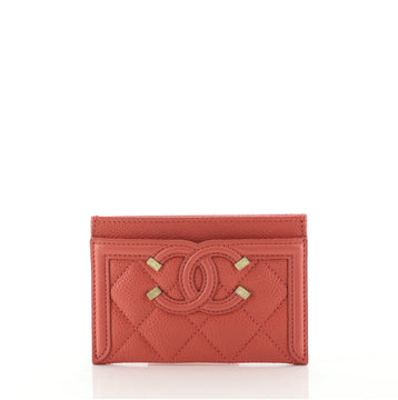 Chanel Filigree Card Holder Quilted Caviar