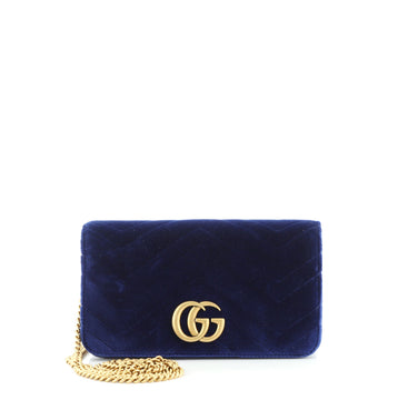 Gucci GG Marmont Chain Flap Bag Matelasse Velvet Mini