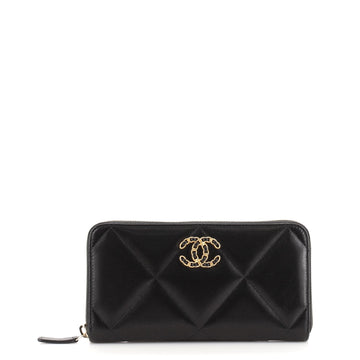 Chanel 19 Zip Around Wallet Quilted Lambskin Long