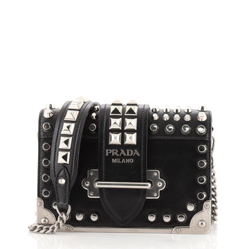 Prada Cahier Crossbody Bag Studded City Calf with Saffiano Small