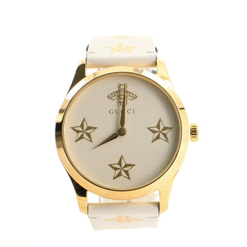 Gucci G-Timeless Bee Star Quartz Watch Stainless Steel and Leather 38