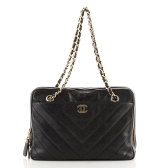 Chanel Vintage Pocket Camera Bag Chevron Caviar Medium